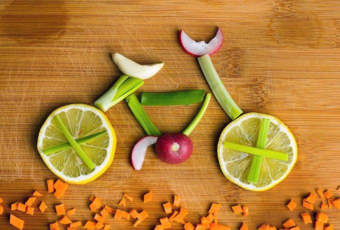 bicycle image made from fruit