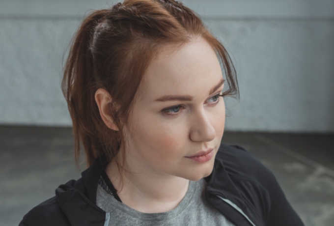 Determined woman in gym