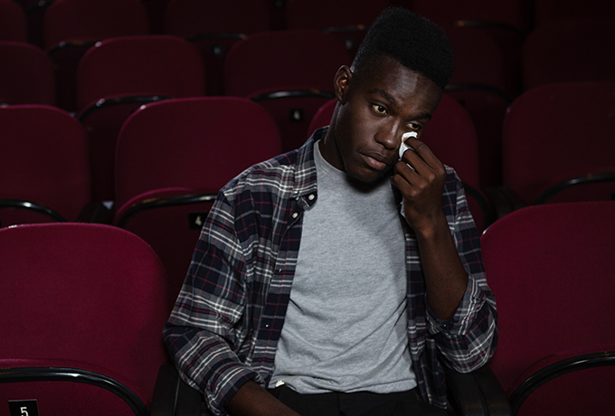 Man watching a movie