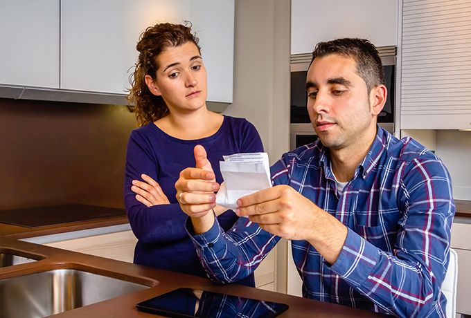 Couple worrying with financial stress